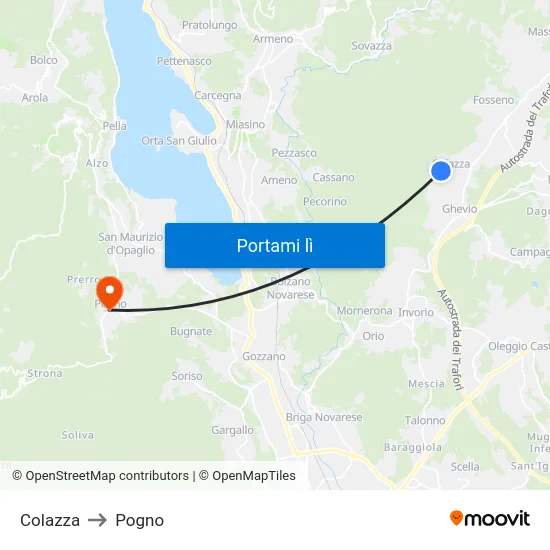 Colazza to Pogno map