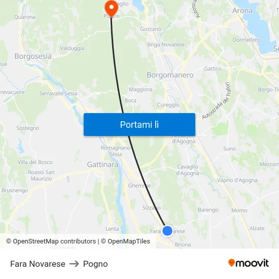 Fara Novarese to Pogno map