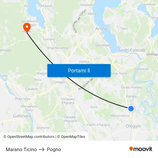 Marano Ticino to Pogno map