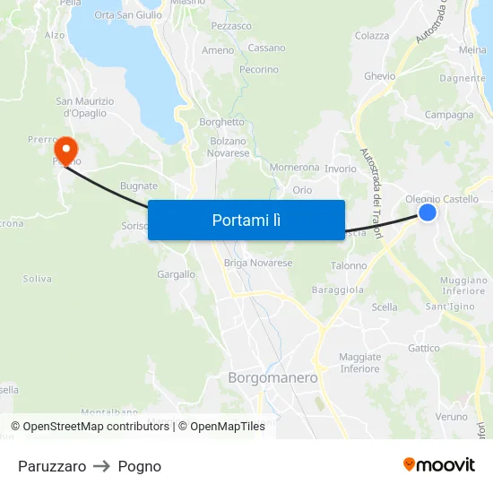 Paruzzaro to Pogno map