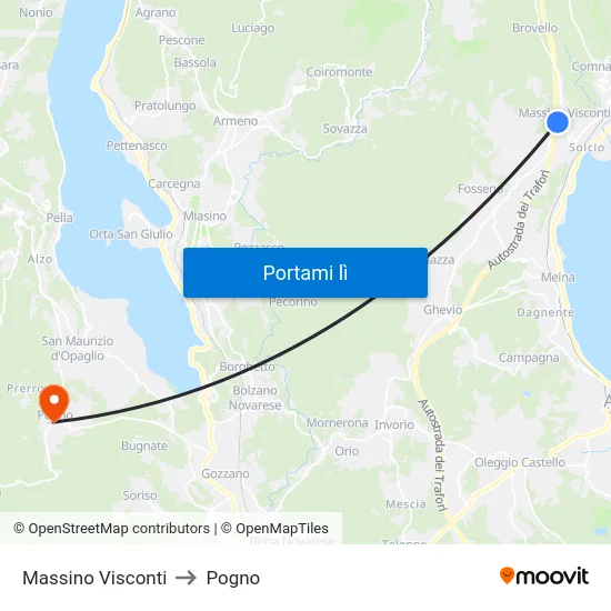 Massino Visconti to Pogno map