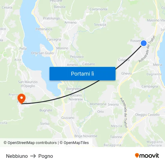 Nebbiuno to Pogno map