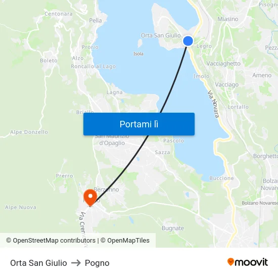 Orta San Giulio to Pogno map
