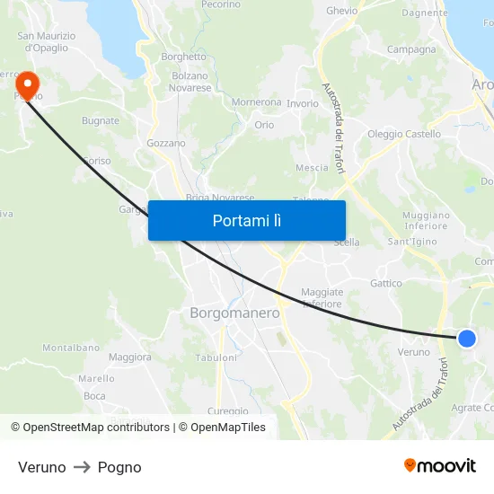 Veruno to Pogno map