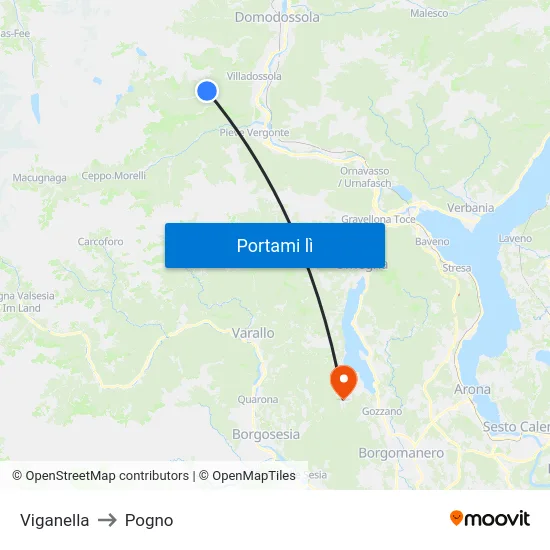 Viganella to Pogno map