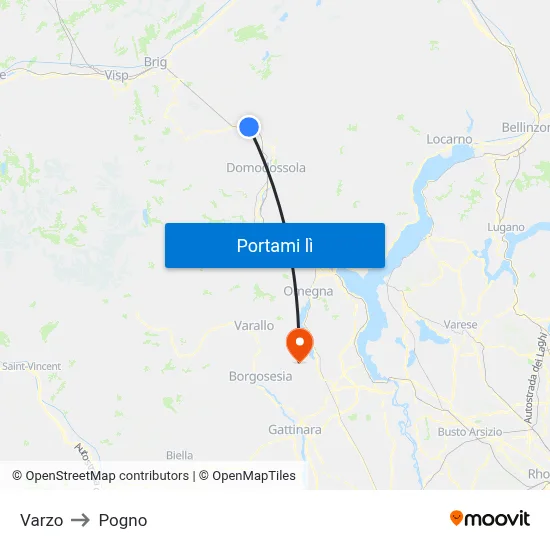 Varzo to Pogno map
