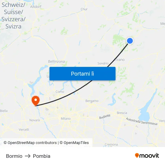 Bormio to Pombia map