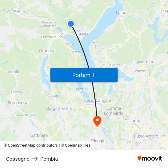 Cossogno to Pombia map