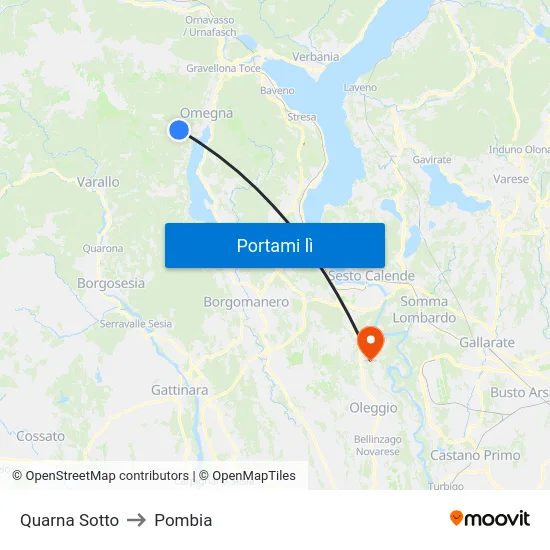 Quarna Sotto to Pombia map
