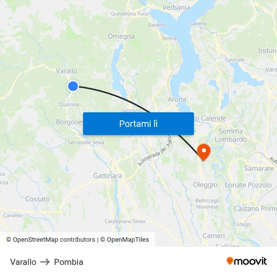 Varallo to Pombia map