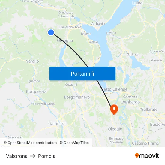 Valstrona to Pombia map