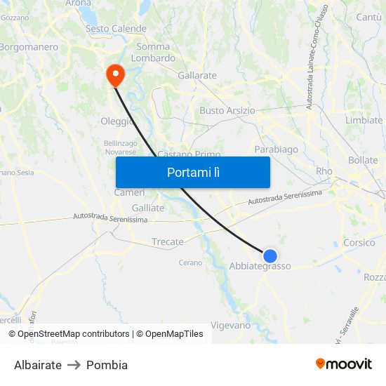 Albairate to Pombia map