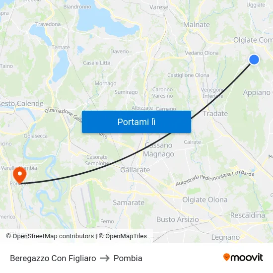 Beregazzo Con Figliaro to Pombia map