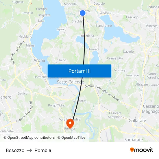 Besozzo to Pombia map