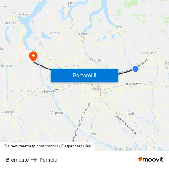 Brembate to Pombia map
