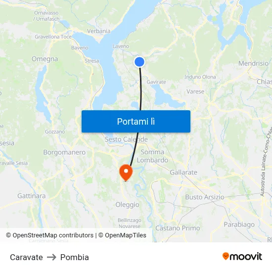 Caravate to Pombia map