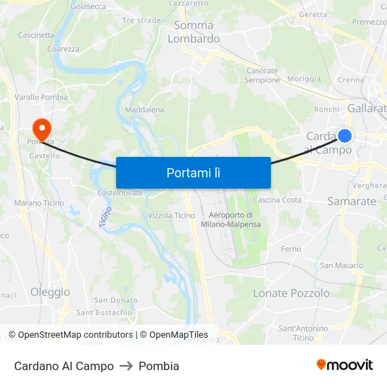 Cardano Al Campo to Pombia map