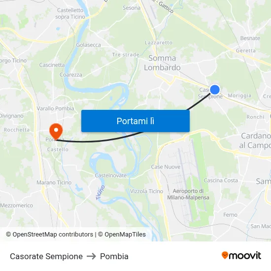 Casorate Sempione to Pombia map