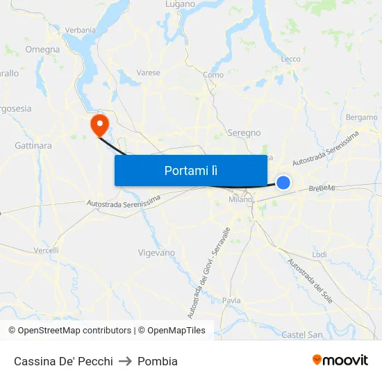 Cassina De' Pecchi to Pombia map