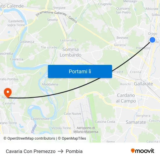 Cavaria Con Premezzo to Pombia map