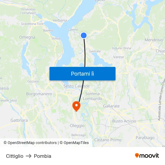 Cittiglio to Pombia map