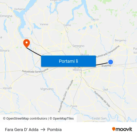 Fara Gera D' Adda to Pombia map