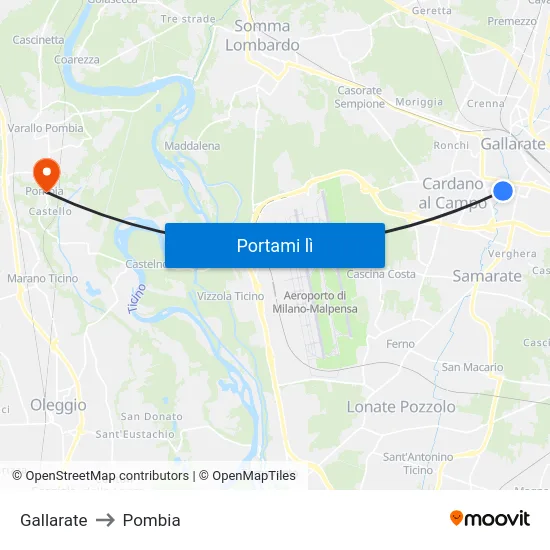 Gallarate to Pombia map