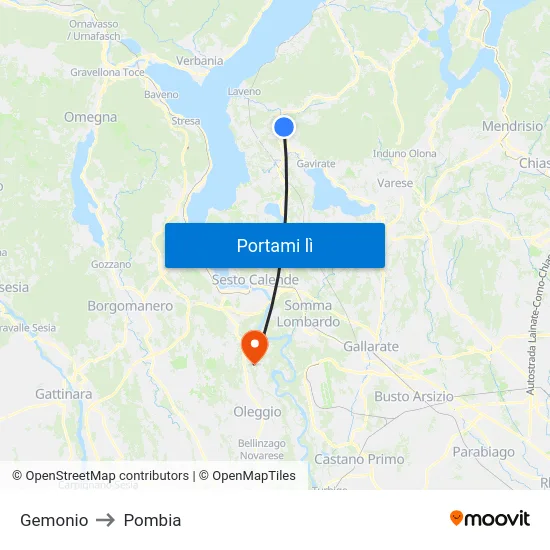 Gemonio to Pombia map