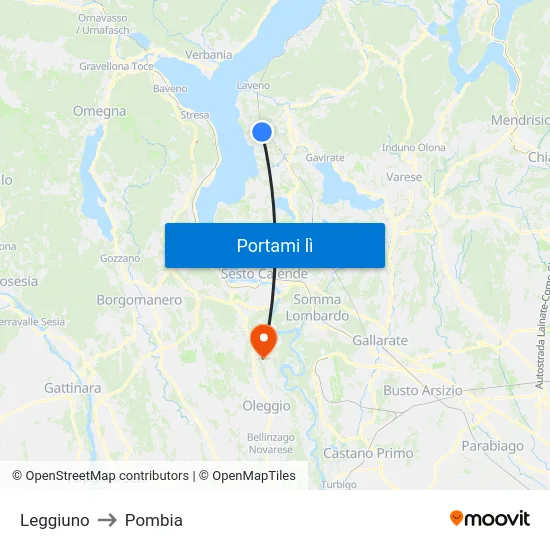 Leggiuno to Pombia map