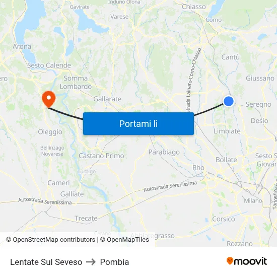 Lentate Sul Seveso to Pombia map