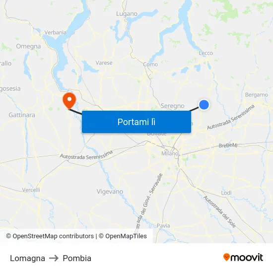 Lomagna to Pombia map