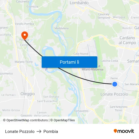 Lonate Pozzolo to Pombia map