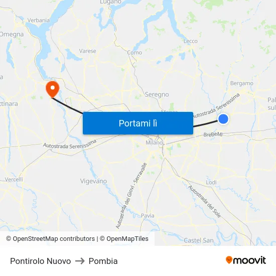 Pontirolo Nuovo to Pombia map