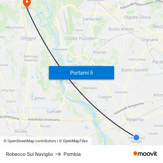 Robecco Sul Naviglio to Pombia map