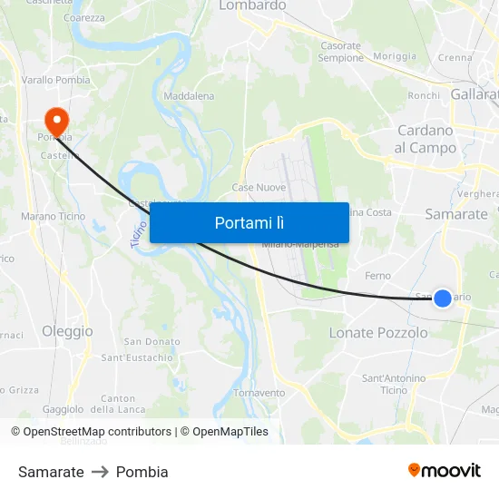 Samarate to Pombia map