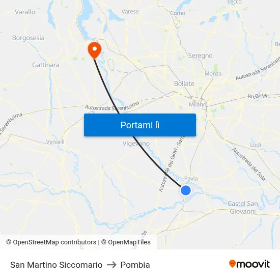 San Martino Siccomario to Pombia map