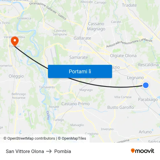 San Vittore Olona to Pombia map