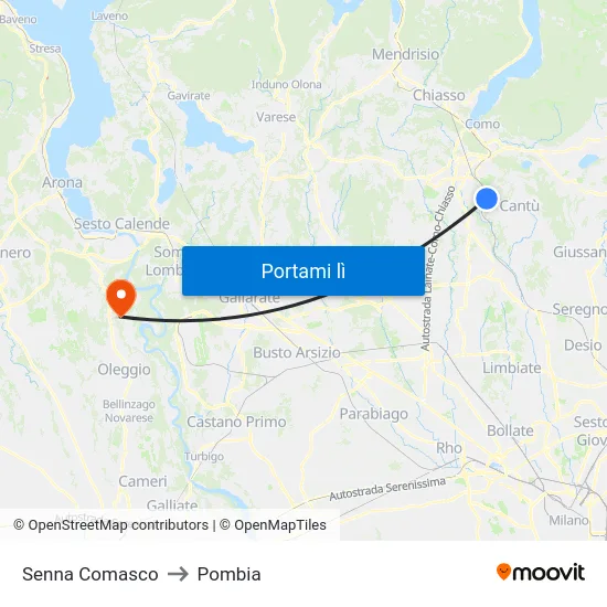 Senna Comasco to Pombia map