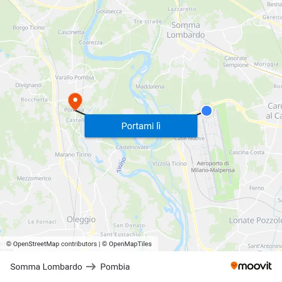 Somma Lombardo to Pombia map