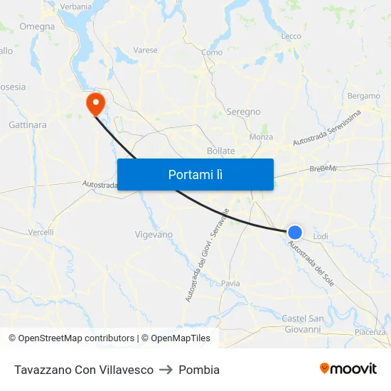 Tavazzano Con Villavesco to Pombia map