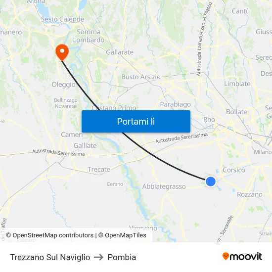 Trezzano Sul Naviglio to Pombia map