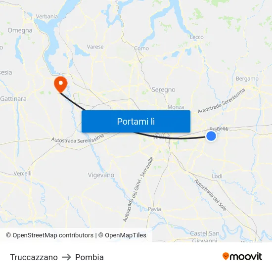 Truccazzano to Pombia map