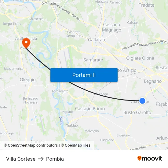 Villa Cortese to Pombia map