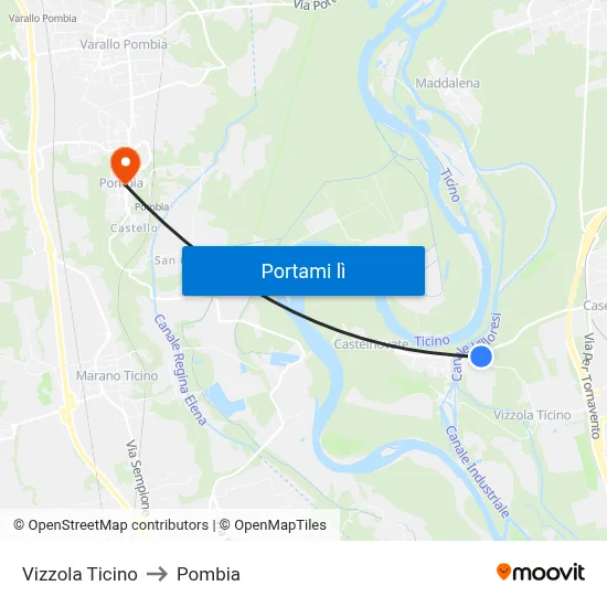 Vizzola Ticino to Pombia map