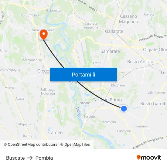 Buscate to Pombia map