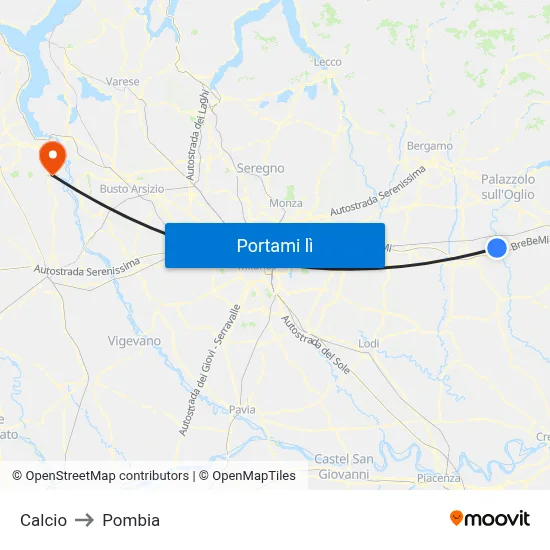 Calcio to Pombia map