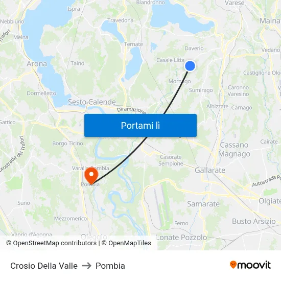 Crosio Della Valle to Pombia map