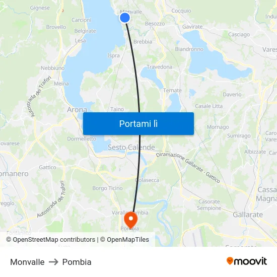 Monvalle to Pombia map