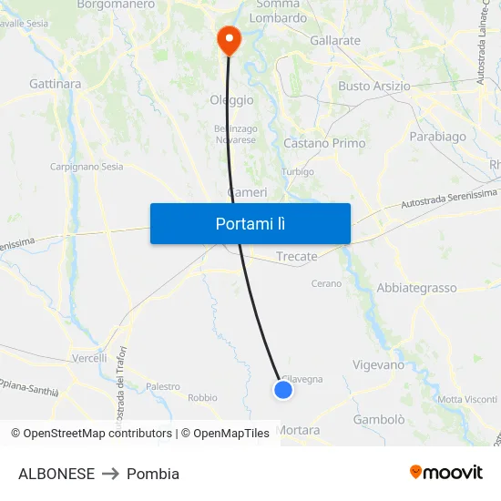 ALBONESE to Pombia map