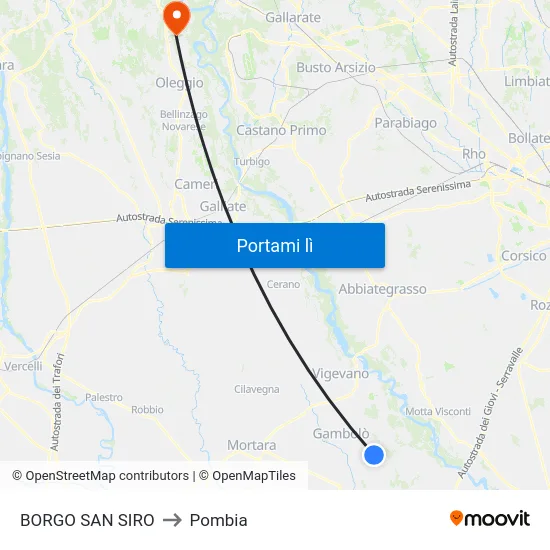 BORGO SAN SIRO to Pombia map